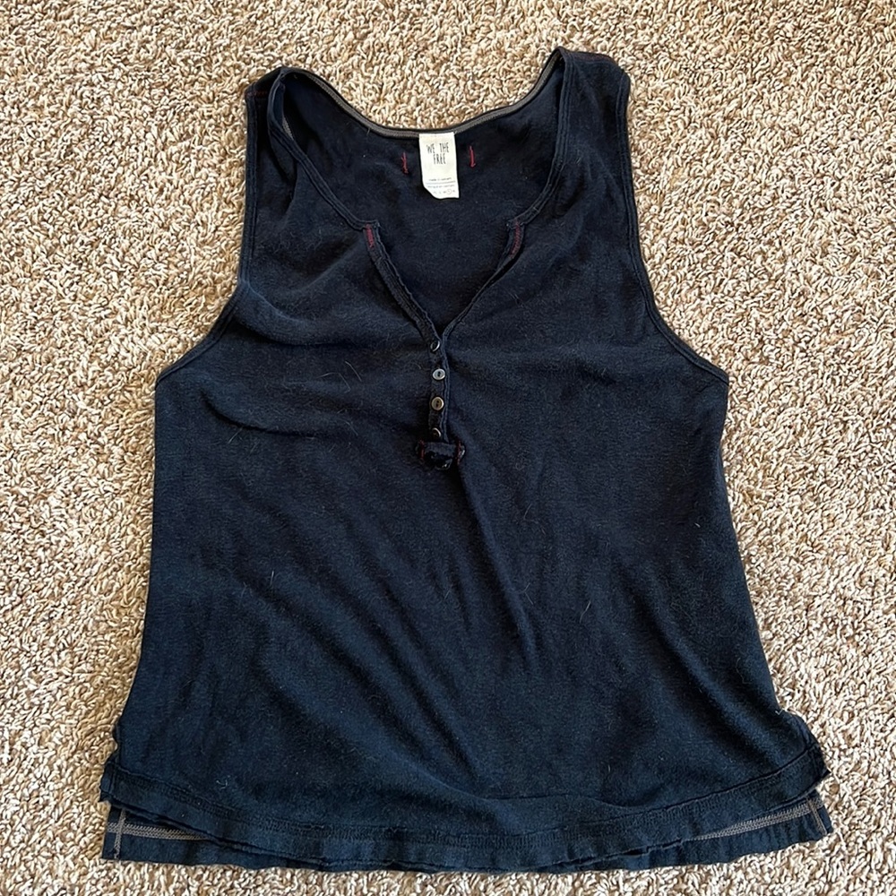 We The Free - Black Henley Tank Top